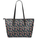 Baby Axolotl Pattern Print Leather Tote Bag