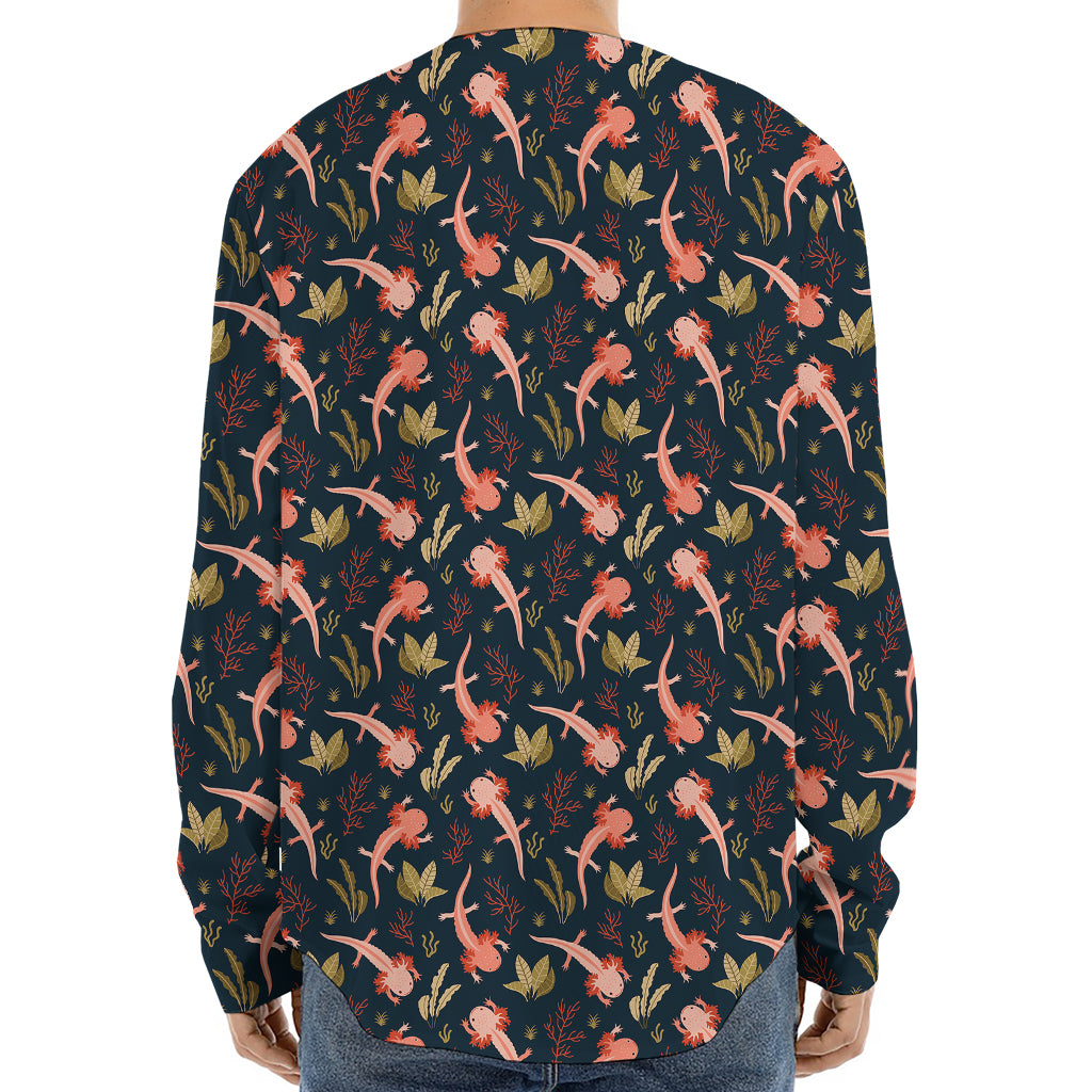 Baby Axolotl Pattern Print Long Sleeve Baseball Jersey