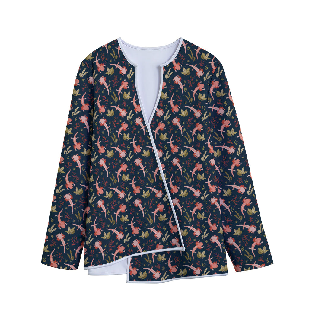 Baby Axolotl Pattern Print Long Sleeve Short Coat