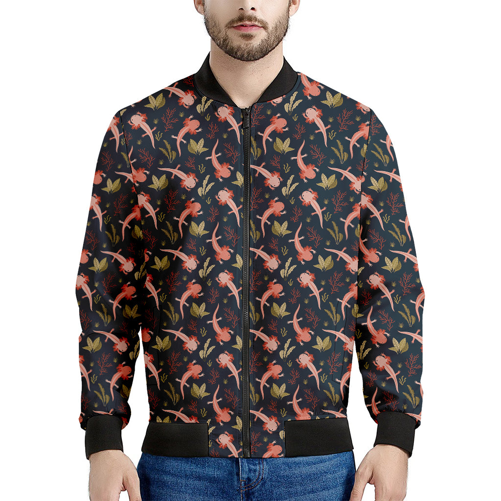Baby Axolotl Pattern Print Men's Bomber Jacket