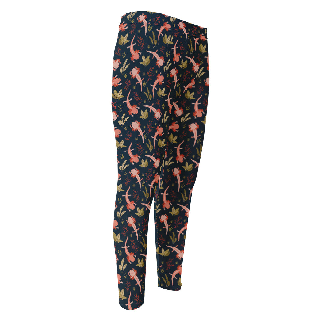 Baby Axolotl Pattern Print Men's Compression Pants