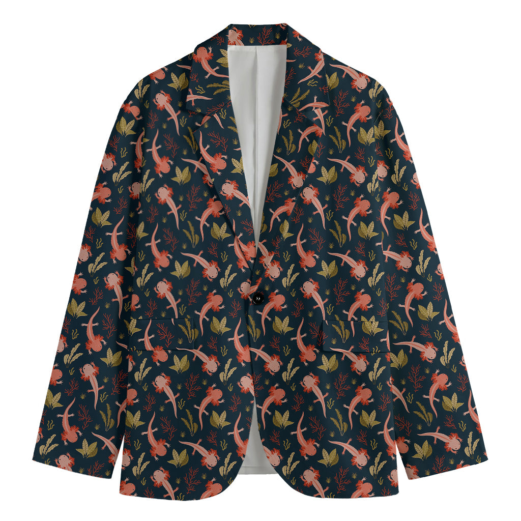 Baby Axolotl Pattern Print Men's Cotton Blazer