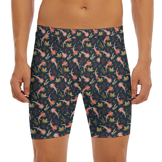 Baby Axolotl Pattern Print Men's Long Boxer Briefs