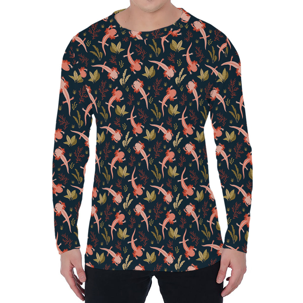 Baby Axolotl Pattern Print Men's Long Sleeve T-Shirt