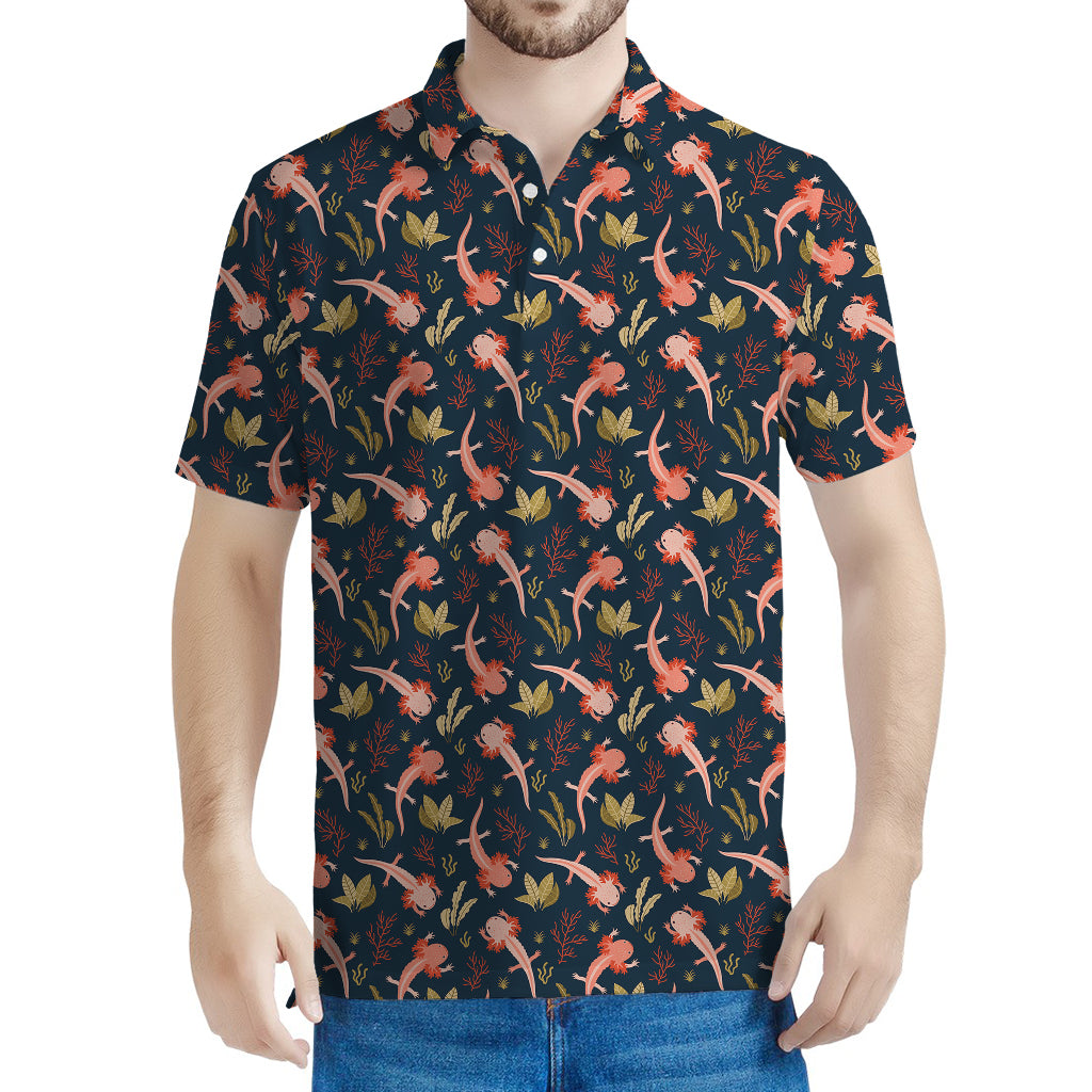 Baby Axolotl Pattern Print Men's Polo Shirt