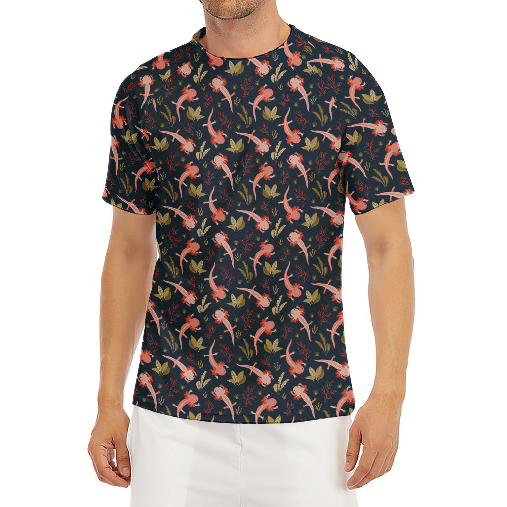 Baby Axolotl Pattern Print Men's Short Sleeve Rash Guard