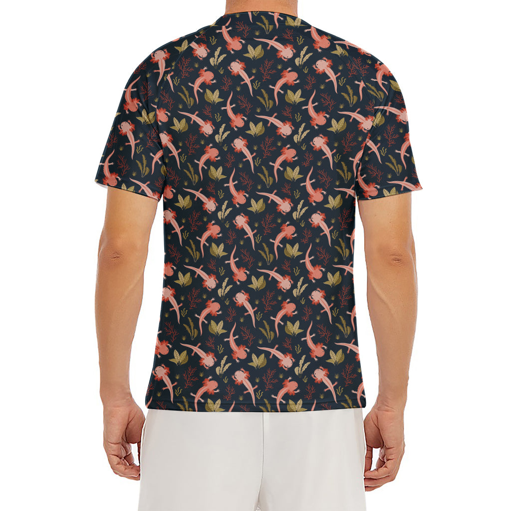 Baby Axolotl Pattern Print Men's Short Sleeve Rash Guard