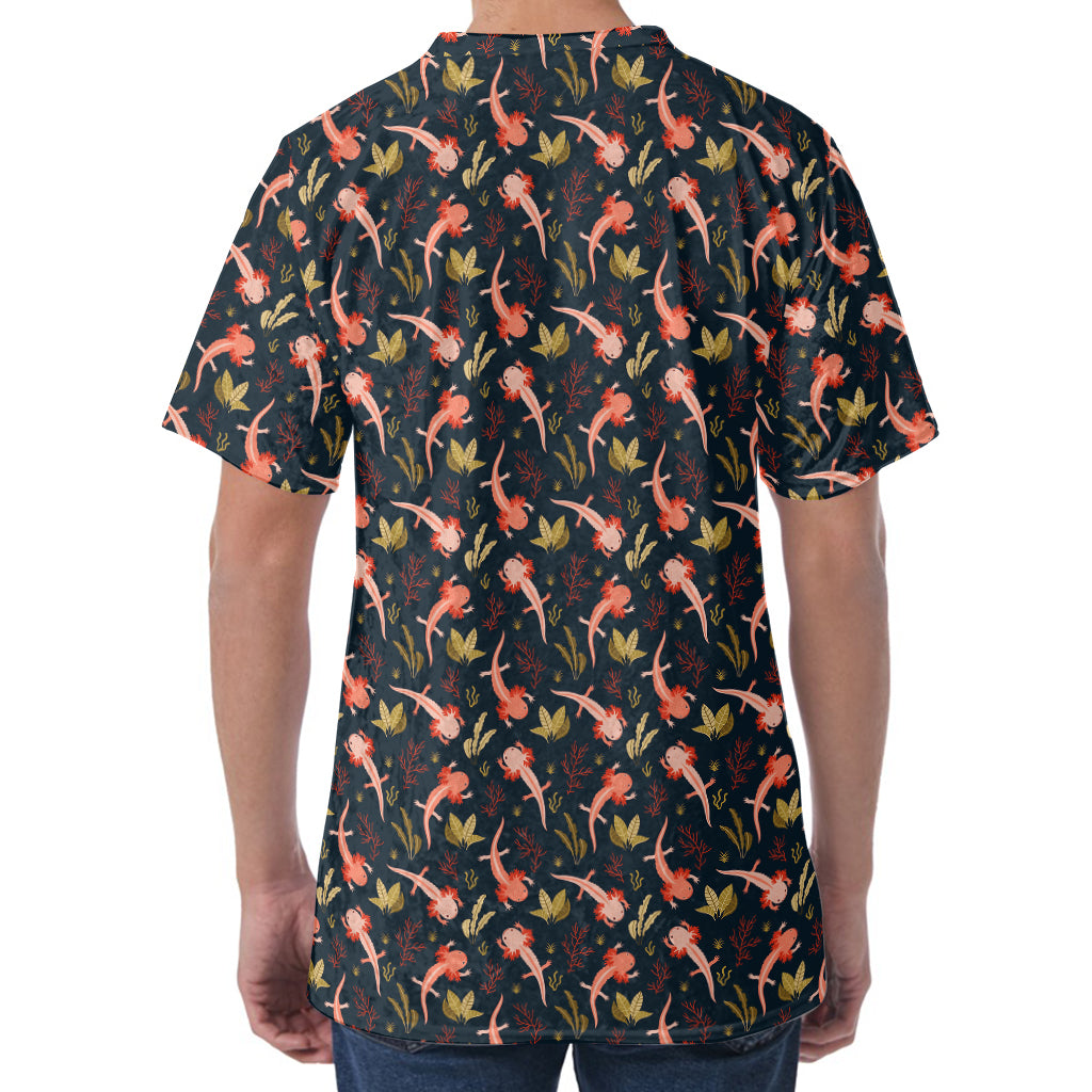 Baby Axolotl Pattern Print Men's Velvet T-Shirt