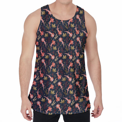 Baby Axolotl Pattern Print Men's Velvet Tank Top