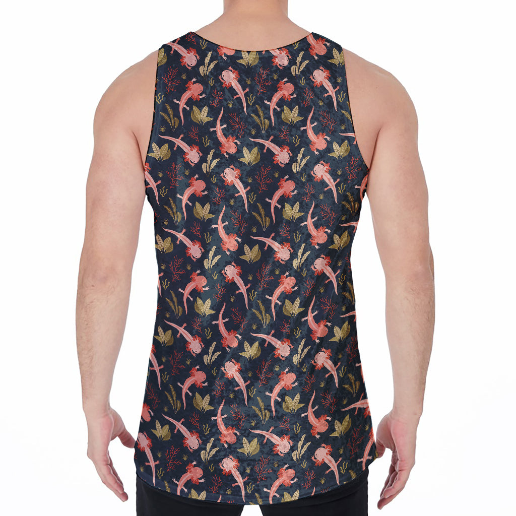 Baby Axolotl Pattern Print Men's Velvet Tank Top