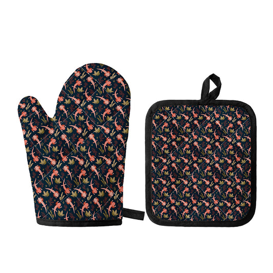 Baby Axolotl Pattern Print Oven Mitt And Pot Holder Set
