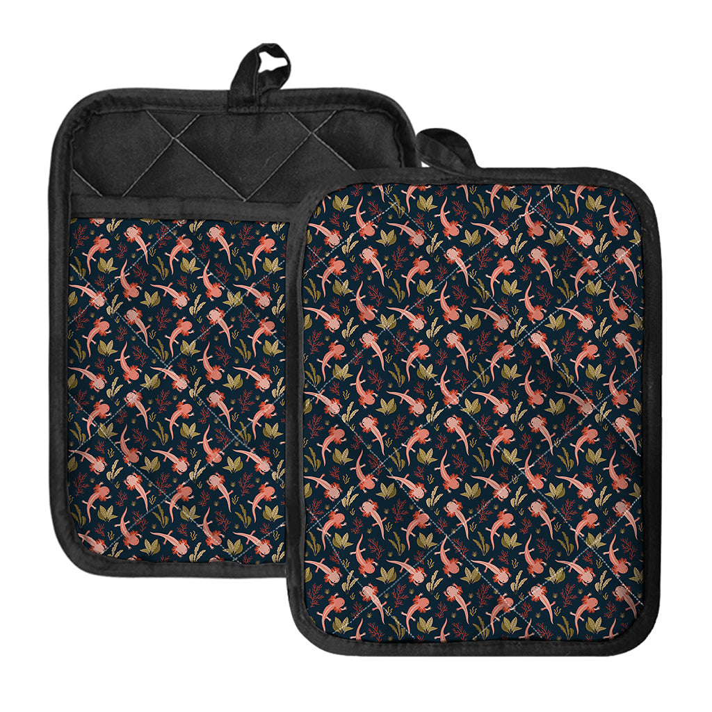 Baby Axolotl Pattern Print Pot Holders With Pocket