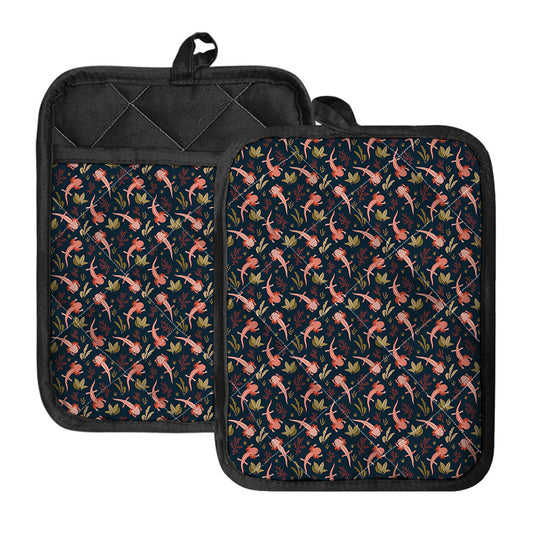 Baby Axolotl Pattern Print Pot Holders With Pocket