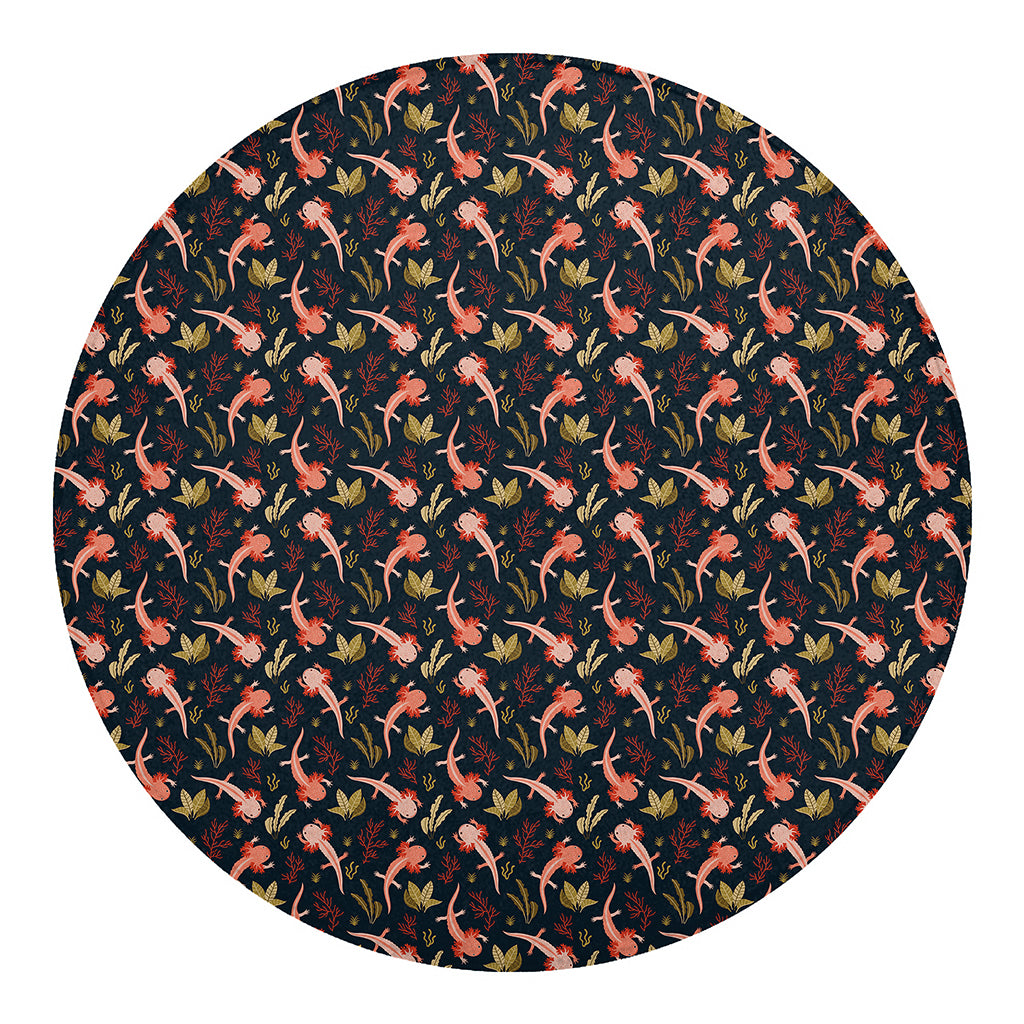 Baby Axolotl Pattern Print Round Blanket