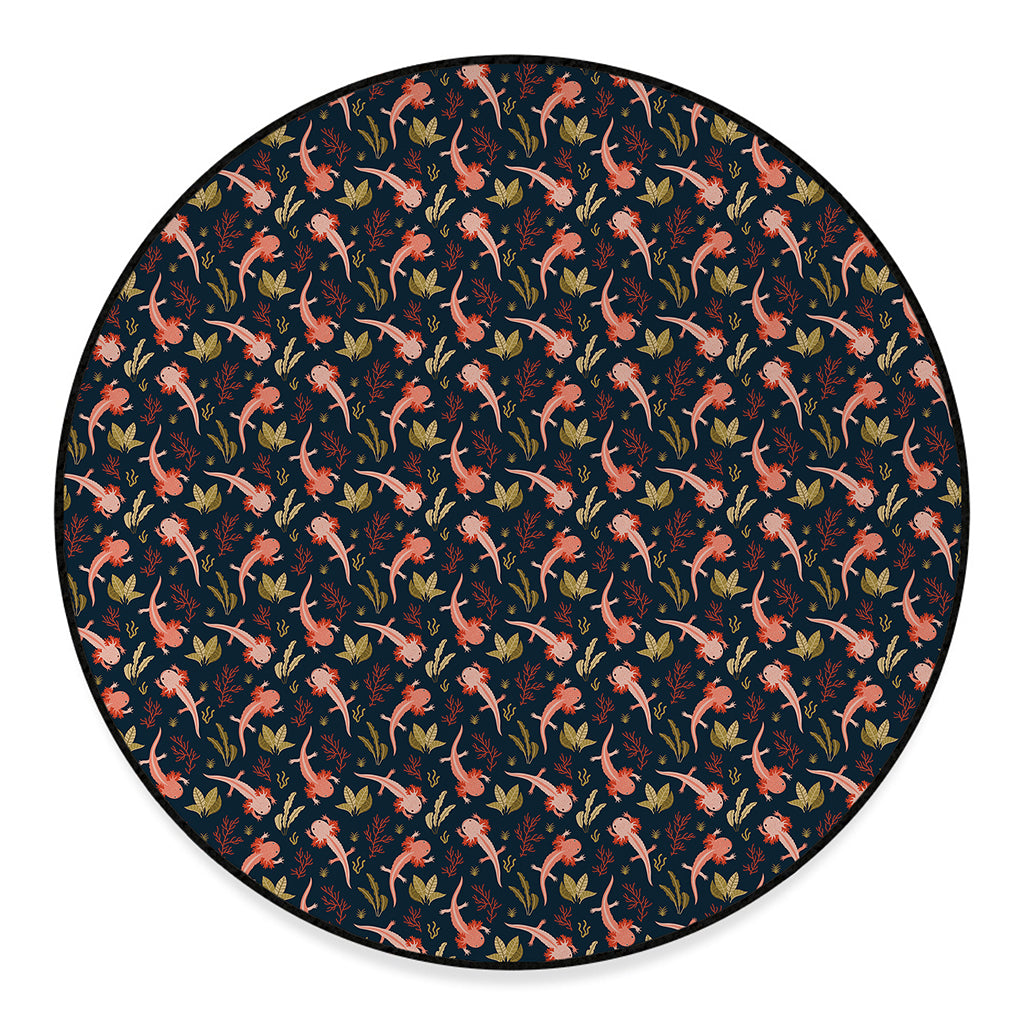 Baby Axolotl Pattern Print Round Floor Mat