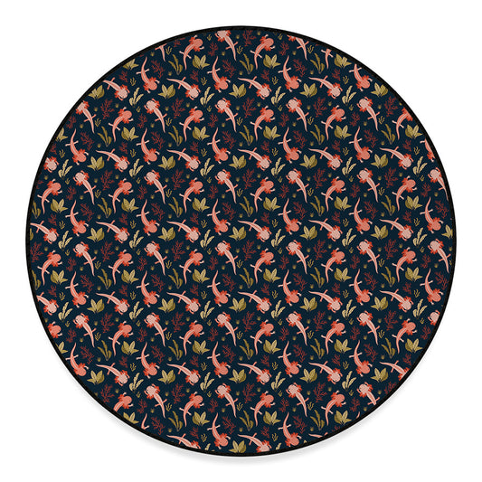 Baby Axolotl Pattern Print Round Floor Mat