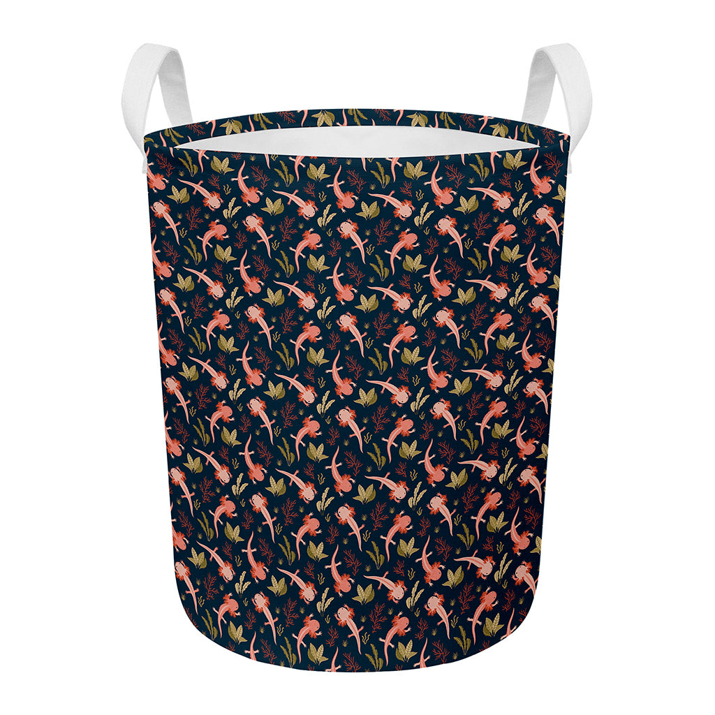 Baby Axolotl Pattern Print Round Laundry Basket