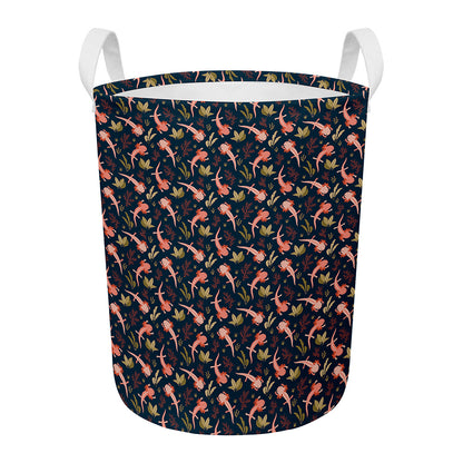 Baby Axolotl Pattern Print Round Laundry Basket