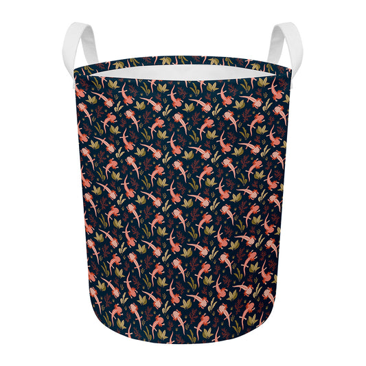 Baby Axolotl Pattern Print Round Laundry Basket