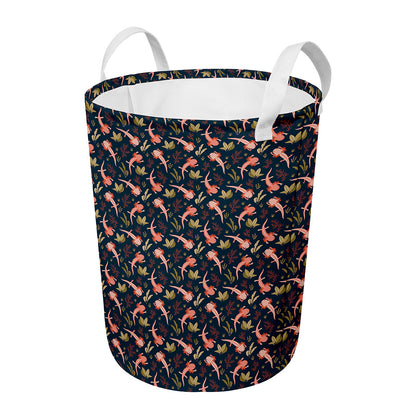 Baby Axolotl Pattern Print Round Laundry Basket