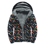 Baby Axolotl Pattern Print Sherpa Lined Zip Up Hoodie