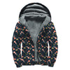 Baby Axolotl Pattern Print Sherpa Lined Zip Up Hoodie