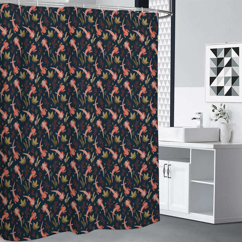 Baby Axolotl Pattern Print Shower Curtain