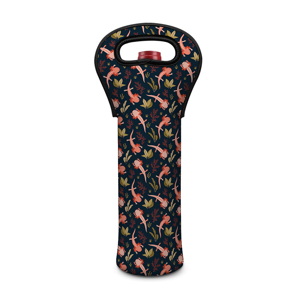 Baby Axolotl Pattern Print Single Neoprene Wine Tote