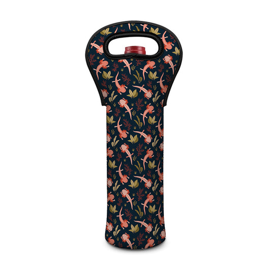 Baby Axolotl Pattern Print Single Neoprene Wine Tote