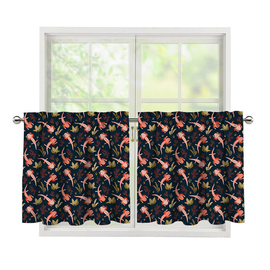 Baby Axolotl Pattern Print Tier Curtains