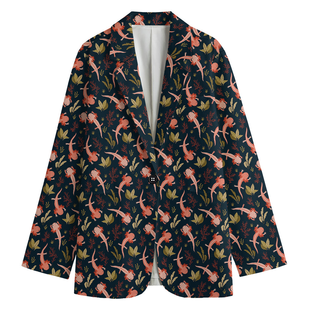 Baby Axolotl Pattern Print Women's Cotton Blazer