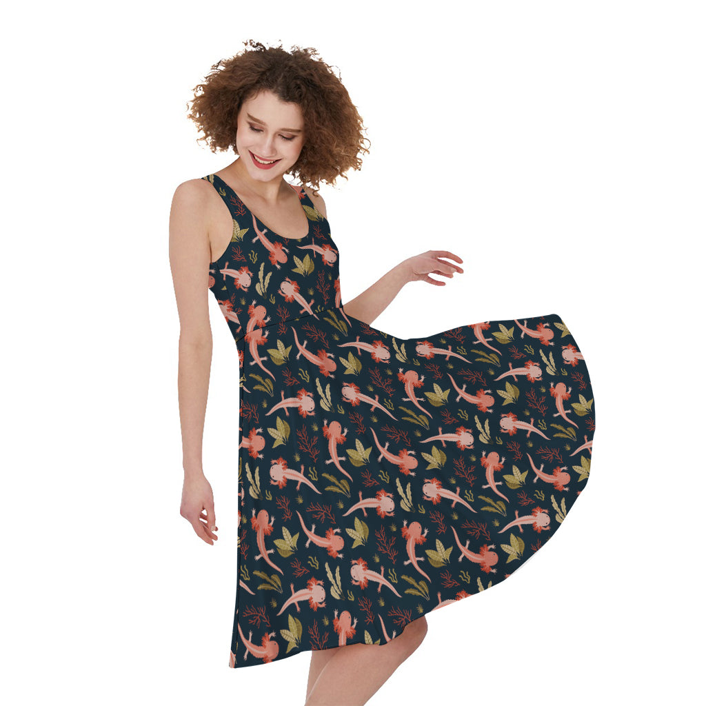 Baby Axolotl Pattern Print Women's Sleeveless Dress