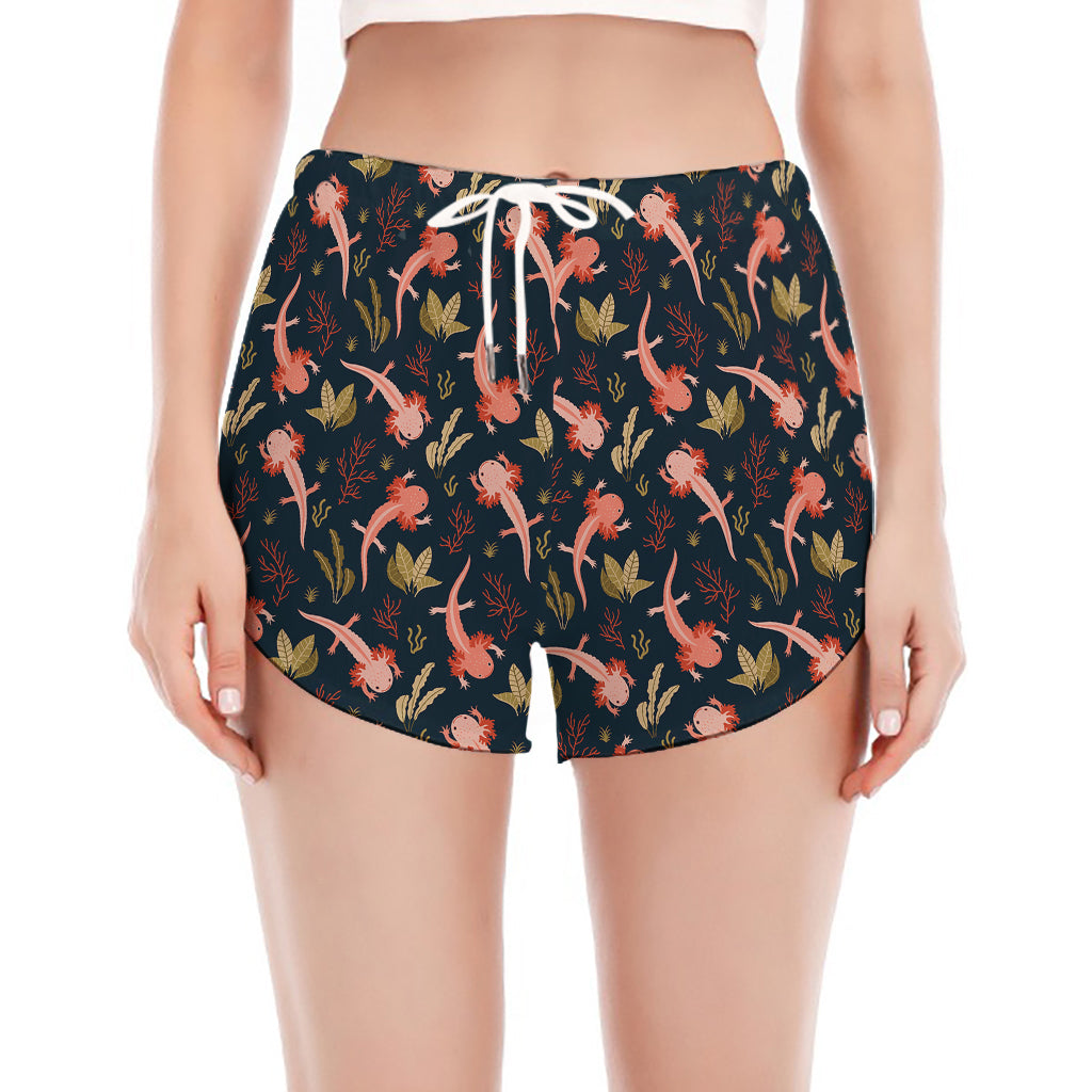 Baby Axolotl Pattern Print Women's Split Running Shorts