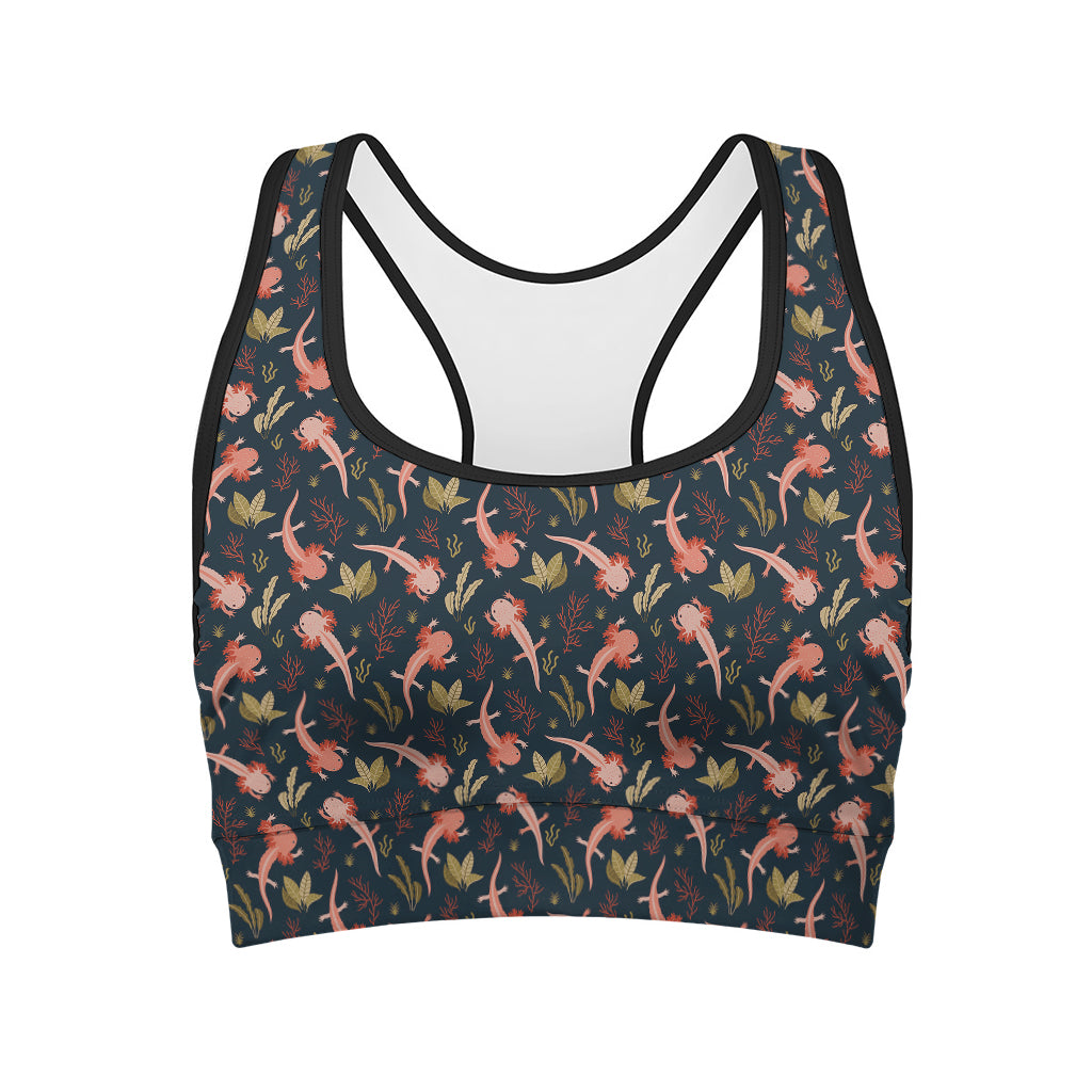 Baby Axolotl Pattern Print Women's Sports Bra