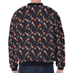 Baby Axolotl Pattern Print Zip Sleeve Bomber Jacket