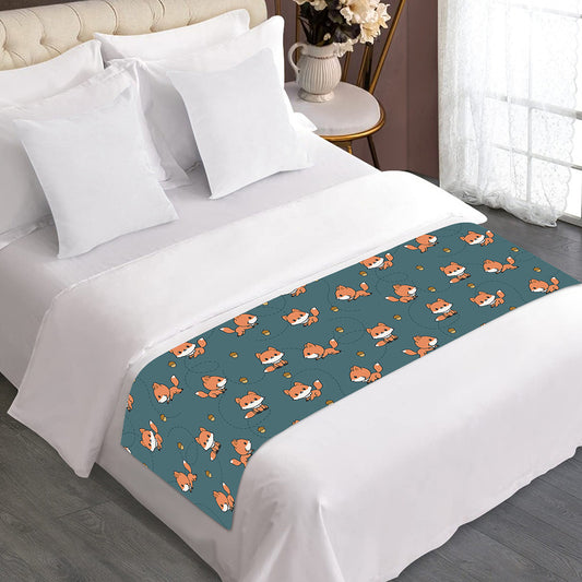 Baby Fox Pattern Print Bed Runner