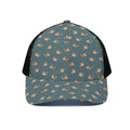 Baby Fox Pattern Print Black Mesh Trucker Hat