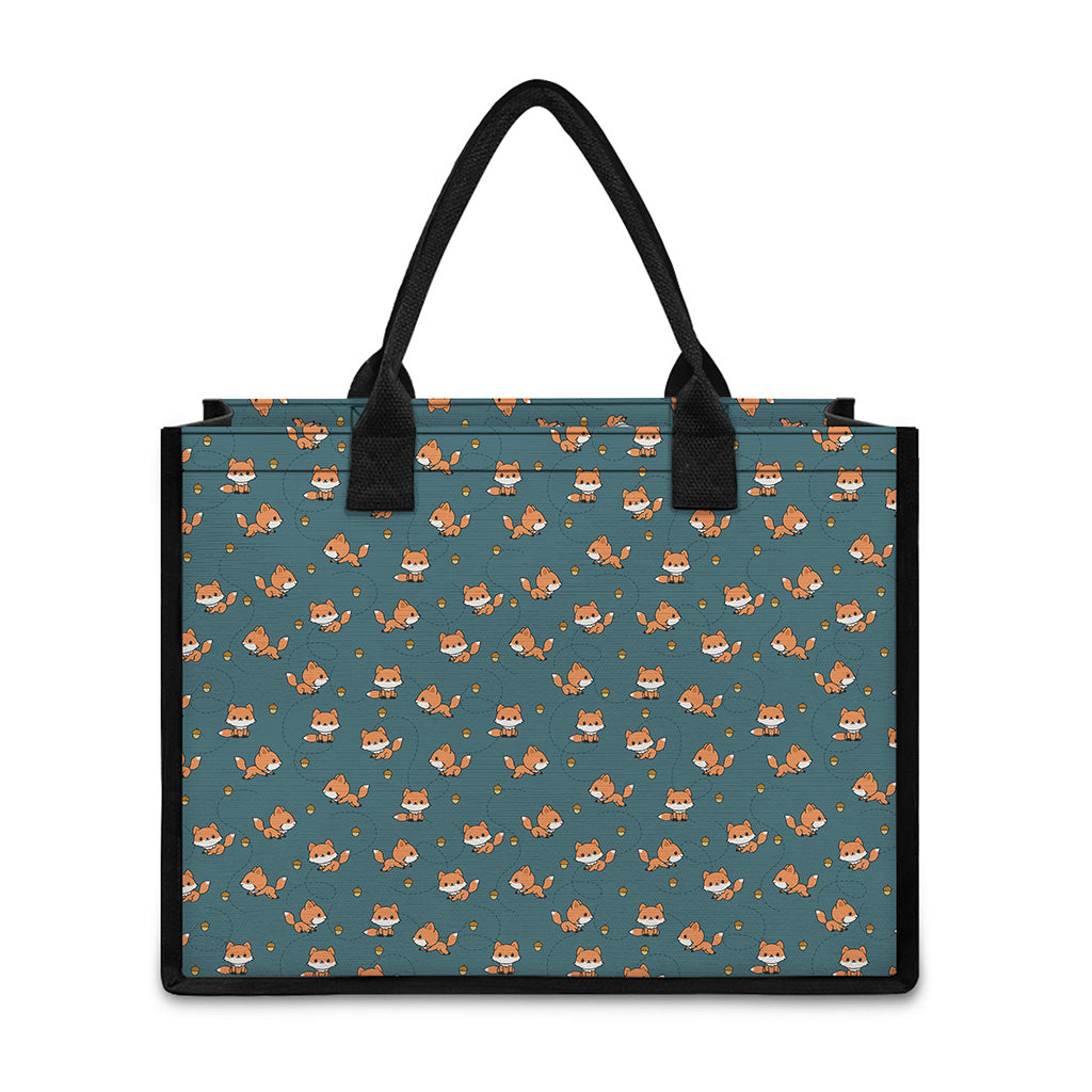 Baby Fox Pattern Print Canvas Tote Bag