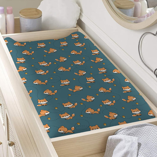 Baby Fox Pattern Print Changing Pad Cover