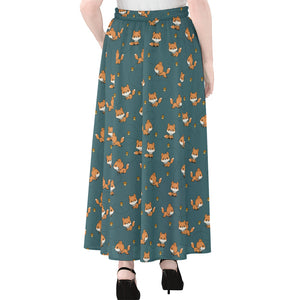 Baby Fox Pattern Print Chiffon Maxi Skirt