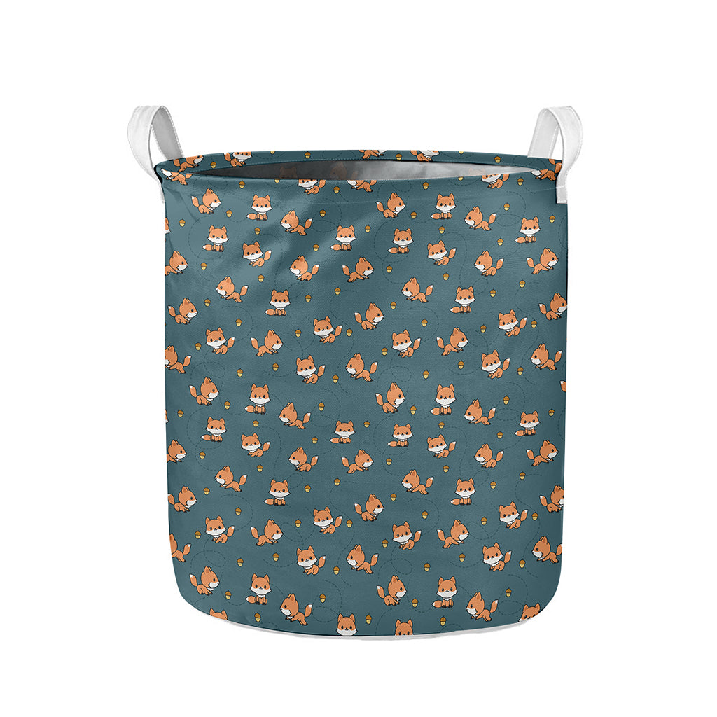 Baby Fox Pattern Print Collapsible Laundry Basket