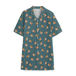 Baby Fox Pattern Print Cotton Hawaiian Shirt