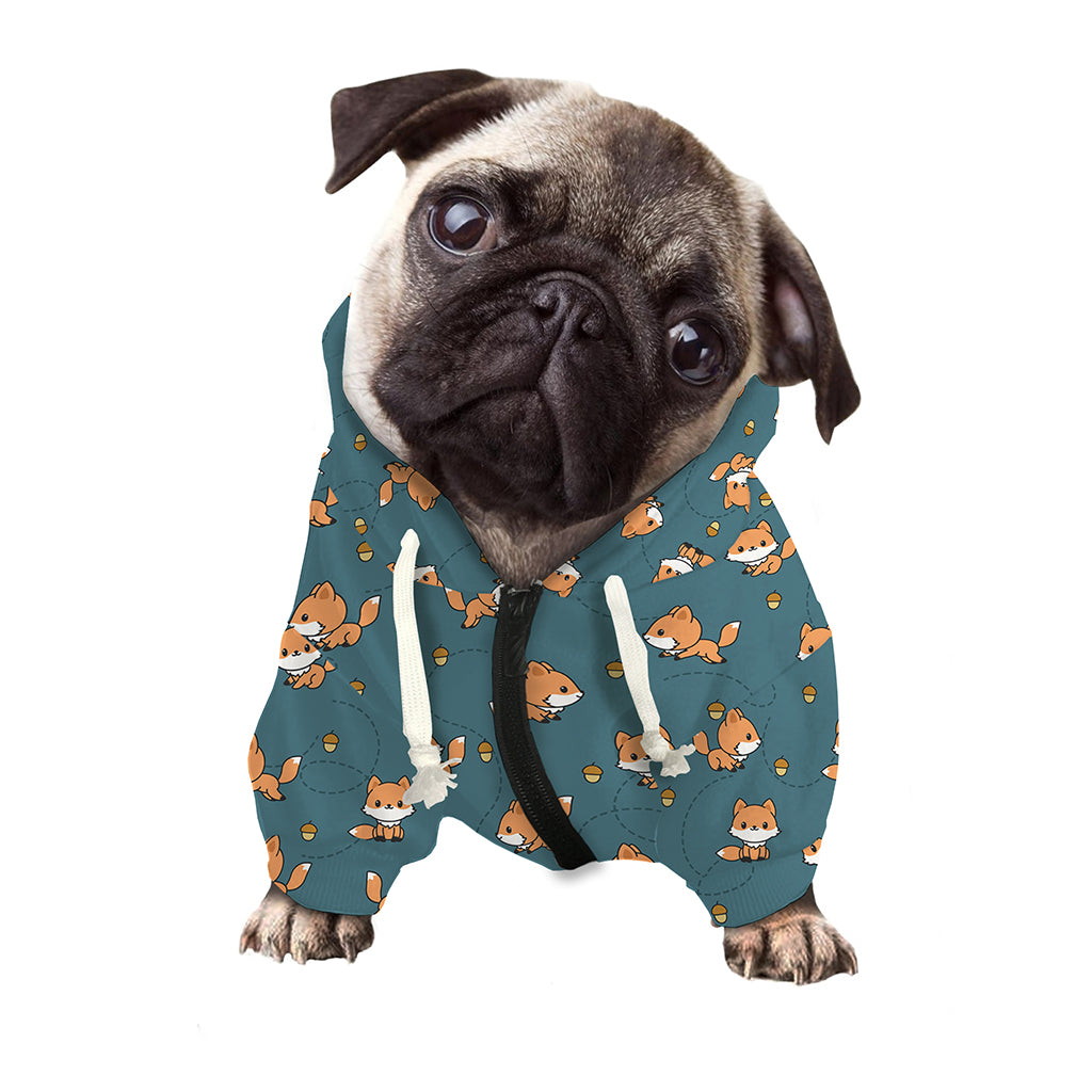 Baby Fox Pattern Print Dog Zip Up Hoodie