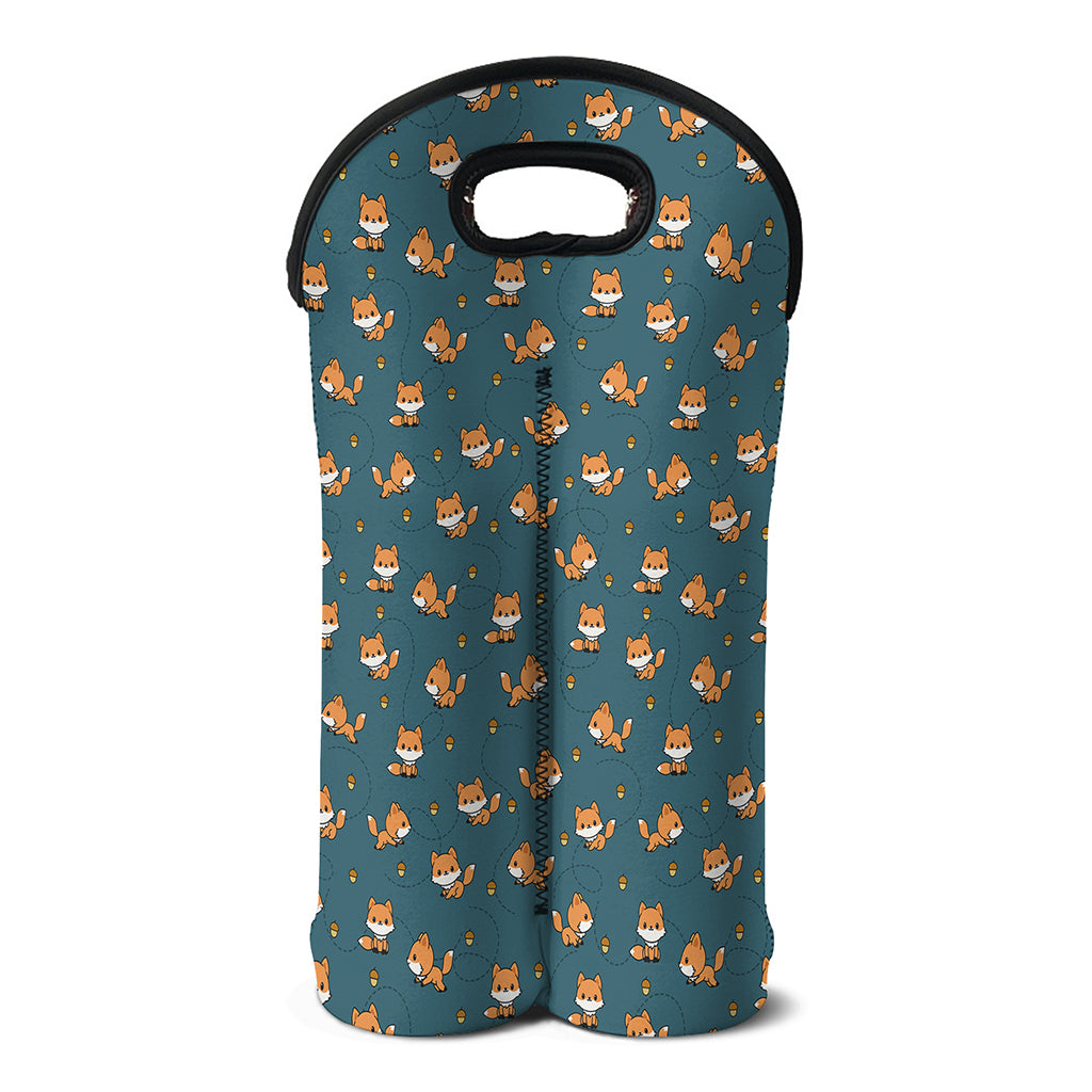 Baby Fox Pattern Print Double Neoprene Wine Tote