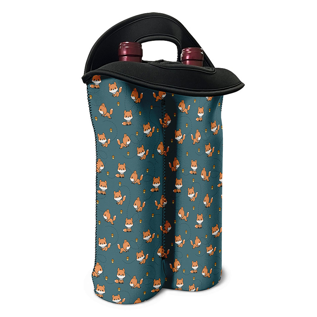Baby Fox Pattern Print Double Neoprene Wine Tote
