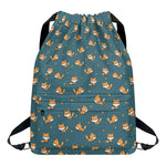 Baby Fox Pattern Print Drawstring Backpack