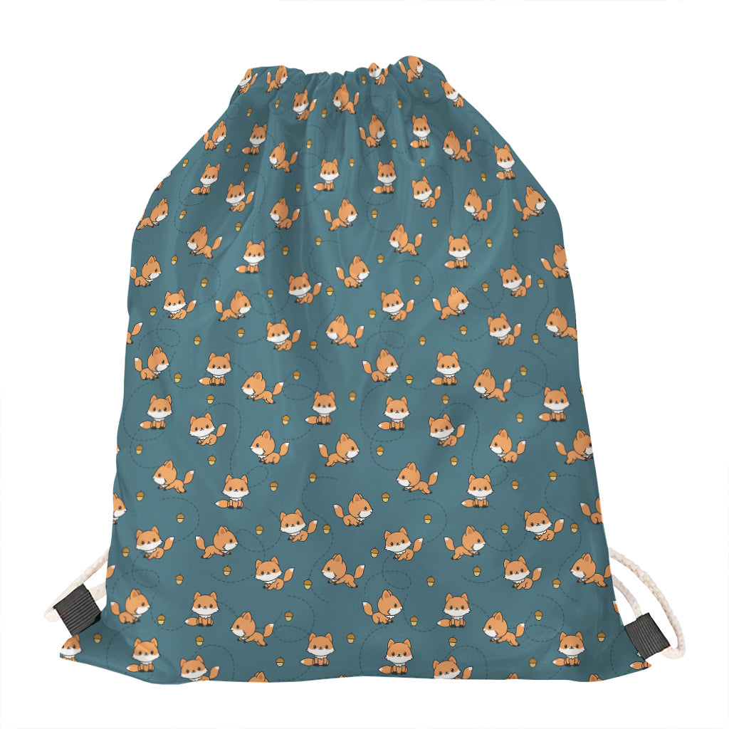 Baby Fox Pattern Print Drawstring Bag