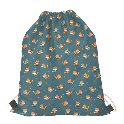 Baby Fox Pattern Print Drawstring Bag