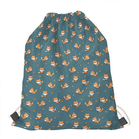Baby Fox Pattern Print Drawstring Bag