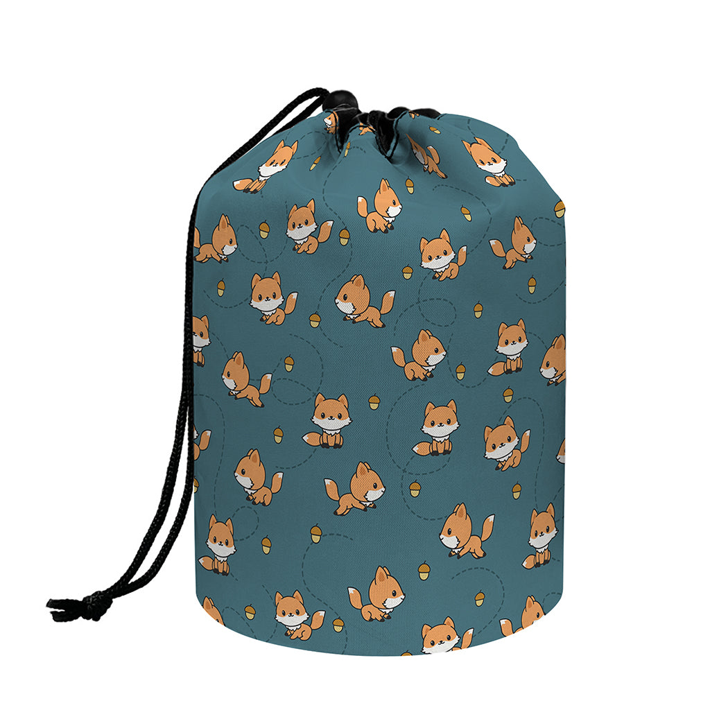 Baby Fox Pattern Print Drawstring Makeup Bag